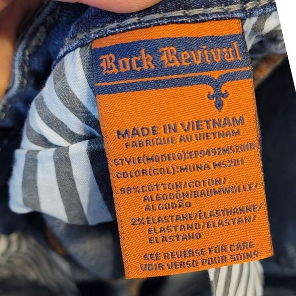 Rock Revival Women's Dark Wash Muna Mid Rise Skinny Jeans Size 26 - Picture 7 of 8